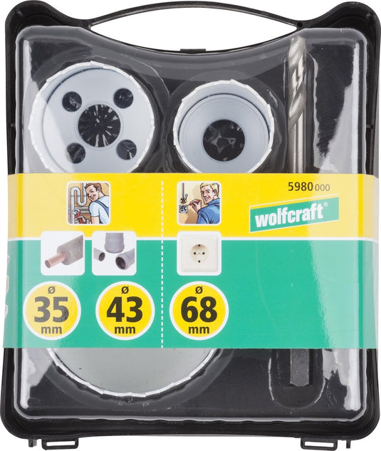 Wolfcraft - bi-metalen gatenzaag 35, 43 en 68 mm - inzetstukkenset 'renovatie' - 4 delig - 5980000