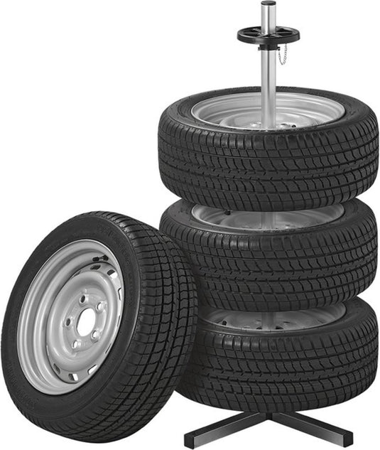 Proplus velgenstandaard - bandenstandaard - bandbreedte tot 225 mm - wielboom - bandenrek - voor 4 banden - aluminium - voor gangbare autovelgen - draagvermogen 100 kg
