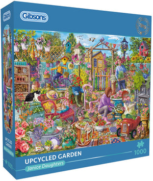 Gibsons legpuzzel upcycled garden 1000 stukjes kleurrijk landschap.