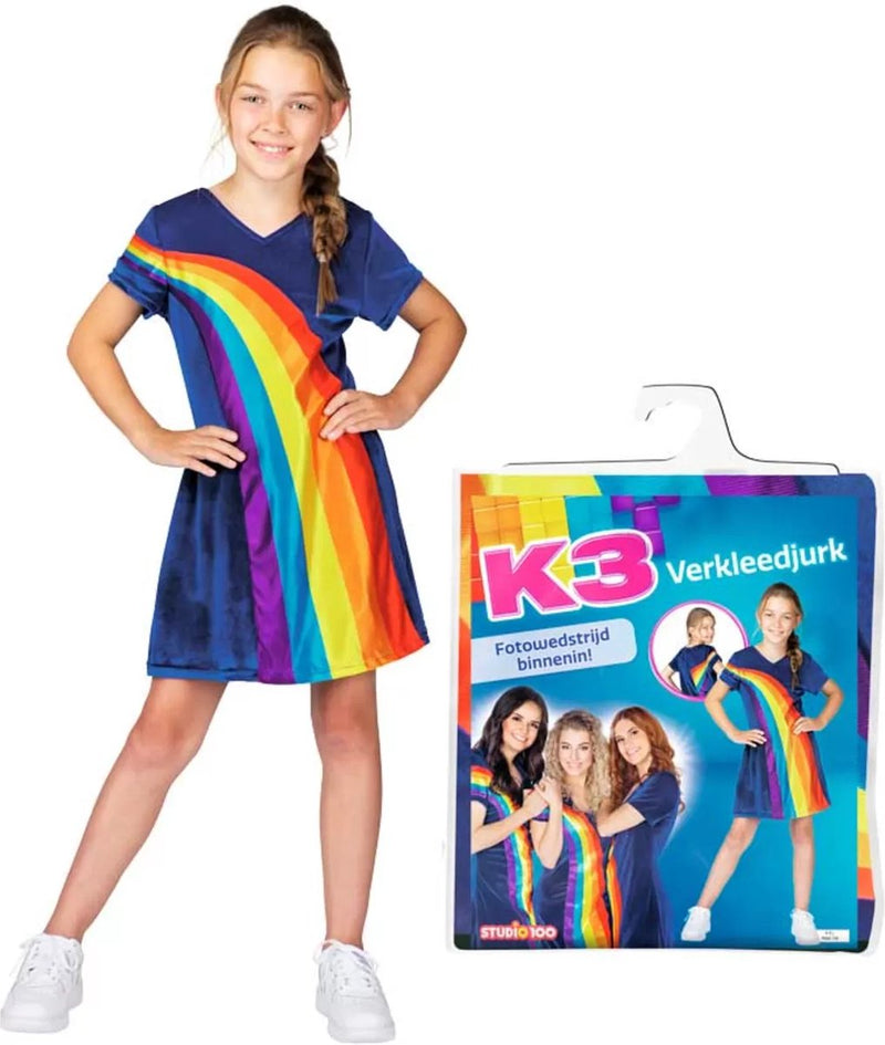 Load image into Gallery viewer, K3 verkleedjurk - regenboog blauw, 6-8 jaar
