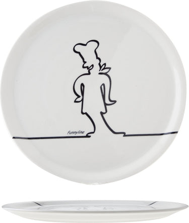 Cosy trendy pizzabord - ø 31cm - wit funnyline zwart
