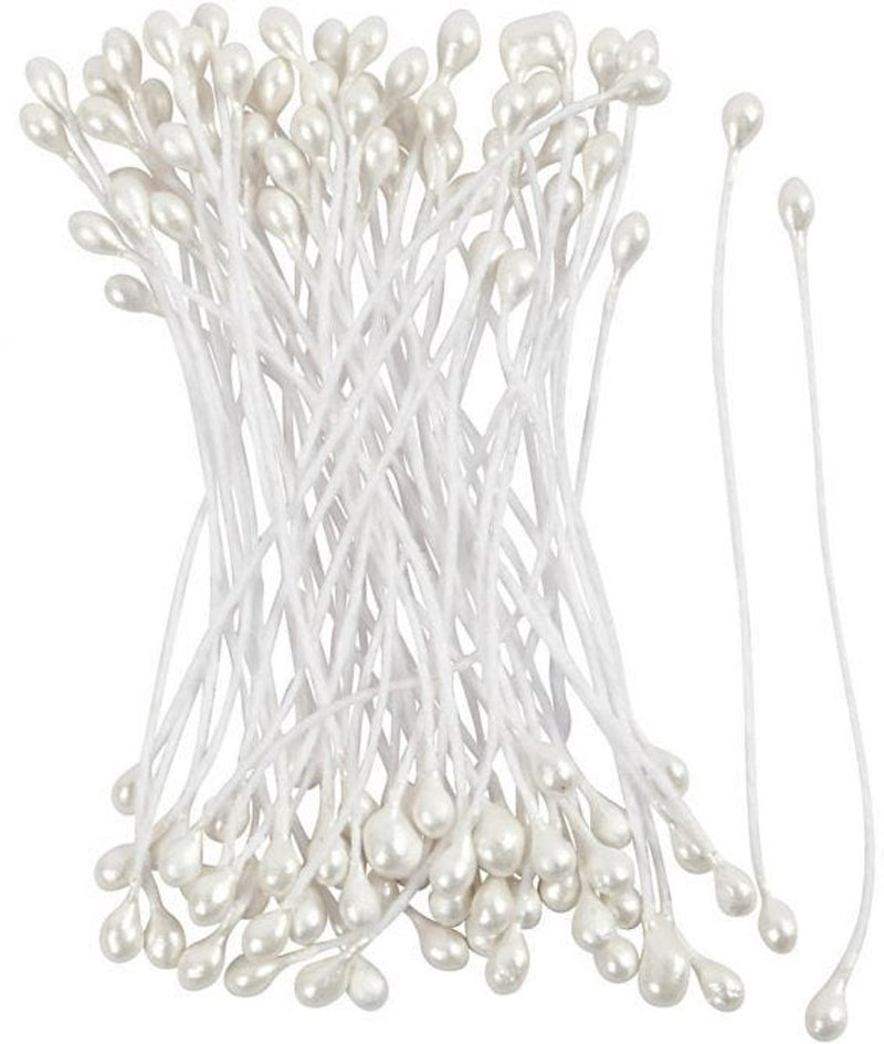 Afbeelding laden in galerijviewer, Creativ company https: www.cchobby.nl bloemmeeldraden-l-6-4-cm-d-2-mm-wit-parelmoer-100-stuk-1-doos
