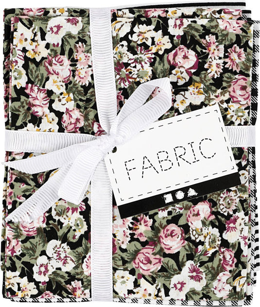 Creativ company patchwork stof 45x55 cm zwart 4 stuks