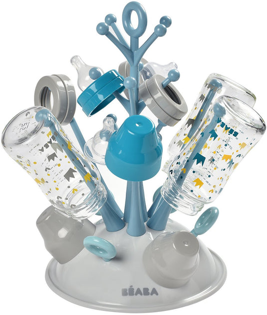 Béaba flessenrek baby - hygiënisch afdruiprek voor zuigflessen - droogrek voor 6 baby flessen accessoires - blauw