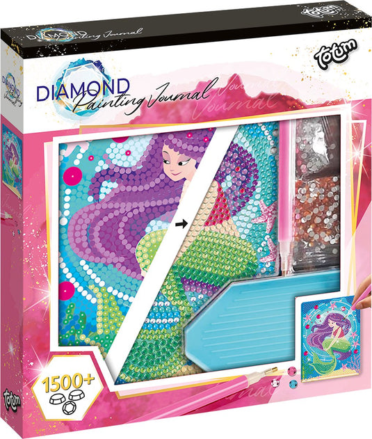 Totum zeemeermin notitieboek versieren met strass steentjes - speelgoed meisjes vanaf 6 jaar - mermaid diamond painting dagboek knutselen | cadeau tip creatief speelgoed