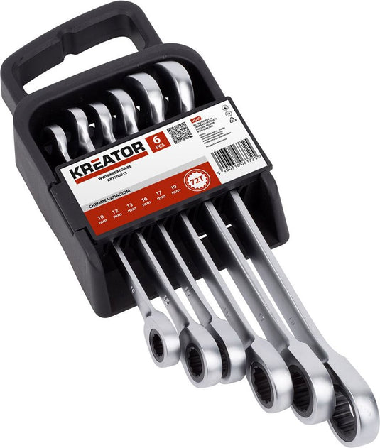 Kreator krt500013 flexibele ringratelsleutelset - 6 delig - in kunststof houder