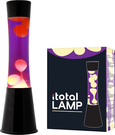 I-total lavalamp - lava lamp - sfeerlamp - 40x11 cm - glas aluminium - 30w - paars met gele lava - zwart - xl1789