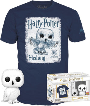 Funko harry potter verzamelfiguur tshirt set -s- pop! tee box hedwig blauw