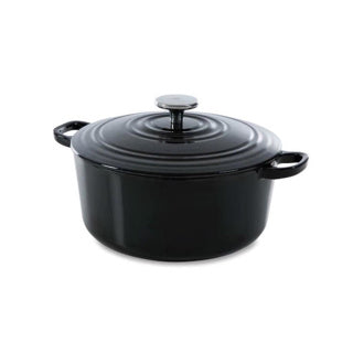 Bk bourgogne braadpan gietijzer 24cm 4.2l - inductie braadpan - gietijzeren braadpan - ovenbestendig tot 230 graden - deksel met druipringen - wit geëmailleerde binnenkant - zwart
