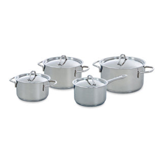 Bk profiline pannenset 4-delig - 16 18 20cm - zonder pfas-vrije antikleeflaag - pannenset inductie - rvs kookpan - ovenbestendig tot 160°c - met deksel - zilver