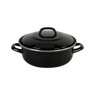 Load image into Gallery viewer, Bk fortalit emaille braadpan 24cm 2.5l – inductie braadpan – geëmailleerd staal – ovenbestendig tot 230 graden – geen antiaanbaklaag – met deksel – zwart blauw
