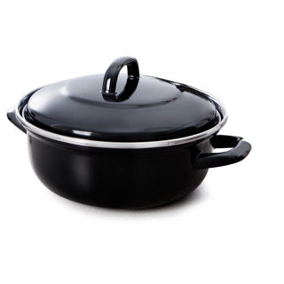 Bk fortalit emaille braadpan 26cm 3l – inductie braadpan – geëmailleerd staal – ovenbestendig tot 230 graden – geen antiaanbaklaag – met deksel – zwart blauw