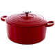 Bk bourgogne braadpan gietijzer 28cm 6.7l - inductie braadpan - gietijzeren braadpan - ovenbestendig tot 230 graden - deksel met druipringen - wit geëmailleerde binnenkant - chili red