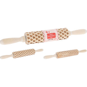 Deegroller rubber hout hart love assorti | 4 stuks