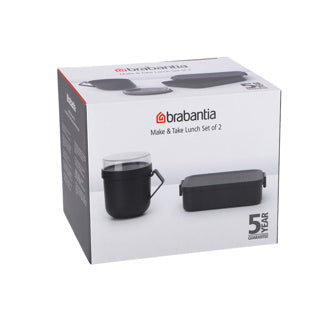 Brabantia make take lunchset - 2-delig - kunststof - dark grey