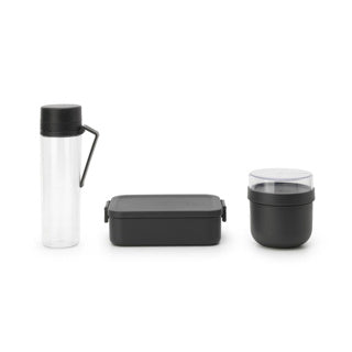 Brabantia make take ontbijt- en lunchset - 3-delig - kunststof - dark grey