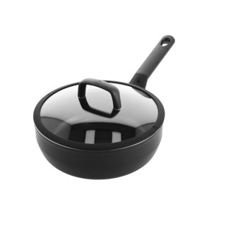 Bk easy induction hapjespan 28cm met deksel - 4.6l - pfas-vrije antikleeflaag - hapjespan inductie - keramische hapjespan - ovenbestendig tot 160°c - koudgrepen - met glazen deksel - zwart