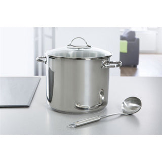 Bk soeppan 26cm - 11l - zonder pfas-vrije antikleeflaag - inductie kookpan - rvs kookpan - ovenbestendig tot 230°c - met glazen deksel - zilver