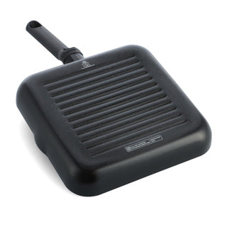Bk easy induction grillpan 26x26cm - pfas-vrije antikleeflaag - grillpan inductie - keramische pan - ovenbestendig tot 160°c - koudgrepen - zwart