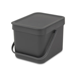 Brabantia sort go prullenbak - 6 liter - dark grey