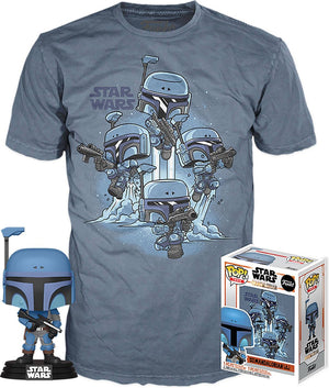 Funko star wars verzamelfiguur tshirt set pop! tee box the mandalorian blauw