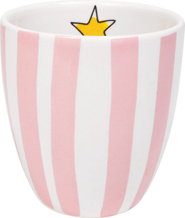 Blond amsterdam , even bijkletsen mini mok roze streep zonder oor, 0,2l