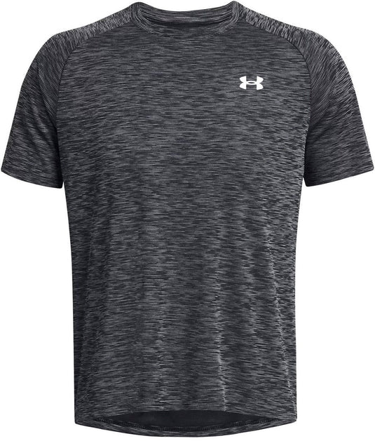 Under armour ua tech texturood ss-blk heren sportshirt - zwart - wit