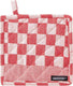 Ddddd barbeque pannenlap - set van 2 - katoen - geruit - met ophanglus - 21x21 cm - rood