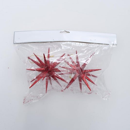Boltze home kersthanger tove ster met glitter 2 stuks rood dia 15cm