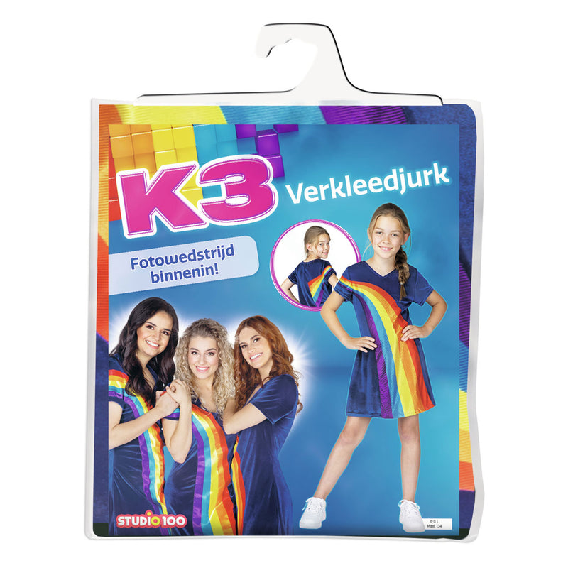 Load image into Gallery viewer, K3 verkleedjurk - regenboog blauw, 6-8 jaar
