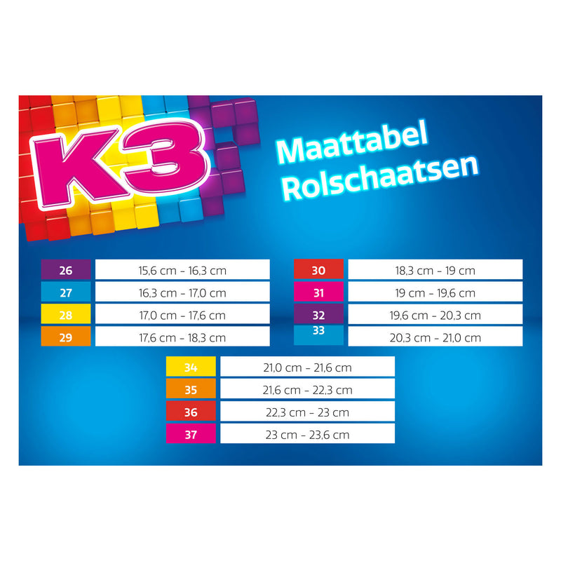 Load image into Gallery viewer, K3 rolschaatsen regenboog, maat 34-37
