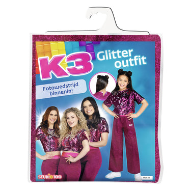 K3 verkleedpak roze, 3-5 jaar