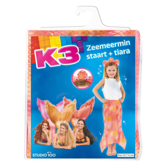 Studio 100 k3 zeemeerminstaart en tiara maat 140, 7-10 jaar