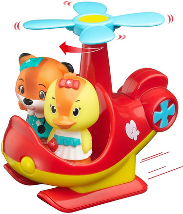 Klorofil speelset reddingshelikopter – helikopter met draaiende bloempropellers en ruimte voor 2 figuren – inclusief donna eend figuur – peuterspeelgoed vanaf 18 maanden – stimuleert fantasie en rollenspel
