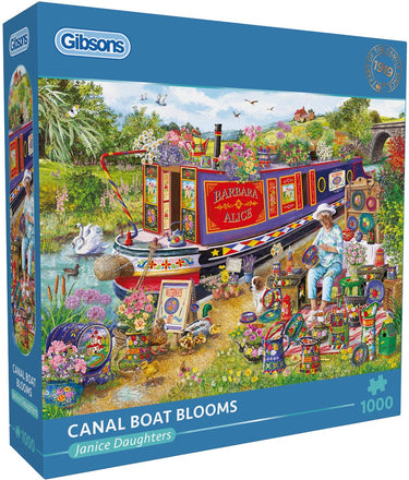 Gibsons - kanaalboot in bloei ( canal boat blooms ) - janice daughters - 1000 stukjes - 68×49cm - legpuzzel voor volwassenen