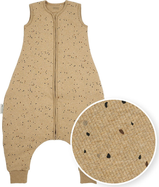 Meyco baby rib mini spot baby winter slaapoverall jumper - toffee melange - 80cm - 2.0 tog