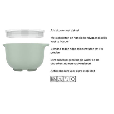 Mepal beslagkom met deksel chef it - 1.5 l - schaal - magnetron- en vaatwasmachinebestendig - bakspullen - chalk