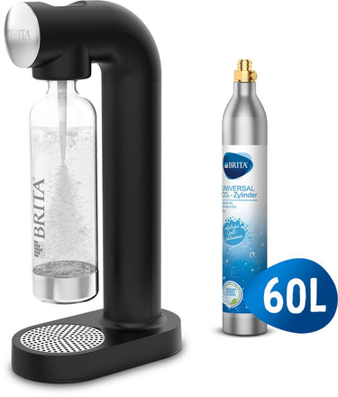Brita sodaone bruiswatertoestel zwart - met 1 co2-cilinder en 1 soda fles