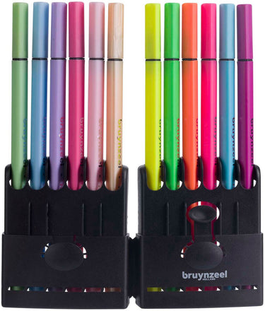 Bruynzeel fineliner set neon pastel, 12 kleuren
