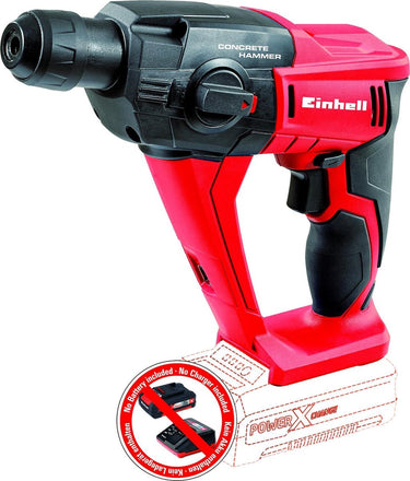 Einhell accu boorhamer te-hd 18 li-solo power x-change (li-ion - 18 v - 1.2 j - boorcapaciteit in beton 12 mm - sds plus opname - led verlichting - zonder accu en lader)
