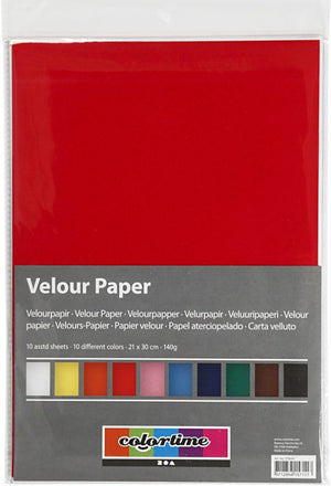 Creativ company velour papier kleur a4, 10 vellen