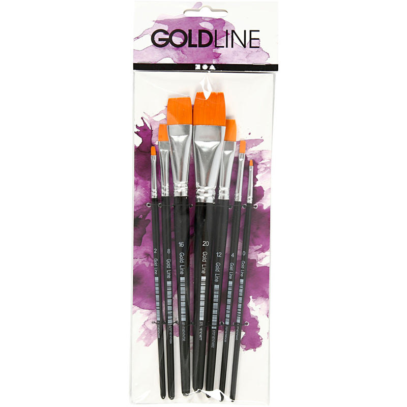 Load image into Gallery viewer, Creativ company https: www.cchobby.nl gold-line-penselen-afm-0-2-4-8-12-16-20-l-16-5-21-cm-b-1-7-mm-plat-7-stuk-1-doos
