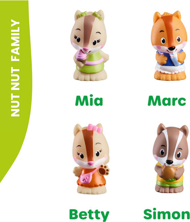 Klorofil de familie nutnut speelset - speelfiguren set - poppetjes familie - kinder speelgoed - simon, betty, marc en mia - vanaf 18 maanden - 4-delig