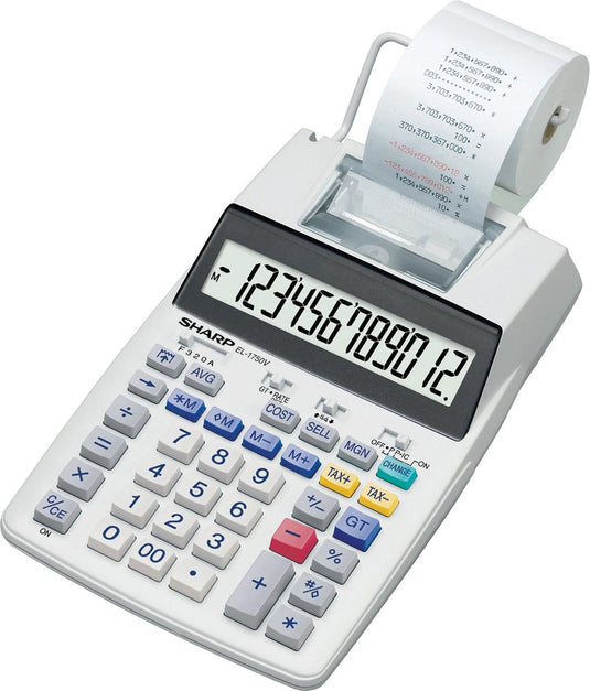 Sharp rekenmachine - el1750v - grijs - 12 digit - 4x aa batterij - sh-el1750v