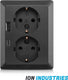 Ion industries - contactdoos inbouw opbouw - 2-voudig - ra - usb-a + usb-c mat zwart
