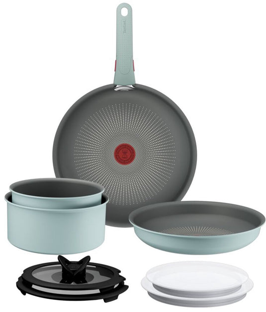 Tefal ingenio halo ecalyptus - pannenset - 9-delig - inclusief deksel - handgreep
