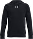 Under armour ua rival fleece hoodie-blk jongens sporttrui - zwart - wit