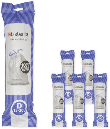 Brabantia perfectfit vuilniszakken - 15 20 l - code d - 6 rollen x 20 stuks