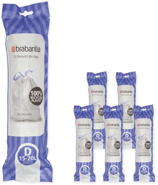 Brabantia perfectfit vuilniszakken - 15 20 l - code d - 6 rollen x 20 stuks