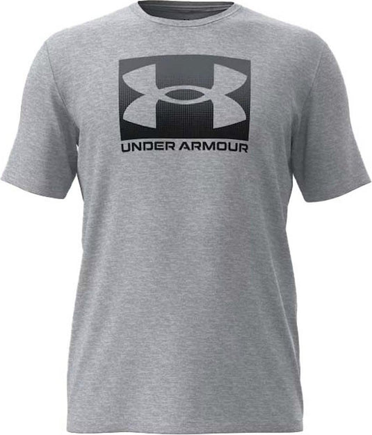 Under armour ua m boxed sports updated ss-gry heren sportshirt - mod grijs light heather - zwart